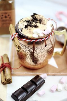 Homemade cinnamon hot chocolate (topped up with ice cream