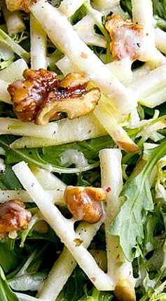 Honeycrisp Apple Salad with Candied Walnuts and Sweet Spiced Cider Vinaigrette