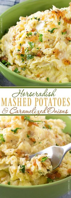 Horseradish Mashed Potatoes with Caramelized Onions