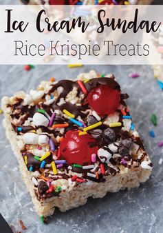 Ice Cream Sundae Rice Krispie Treats