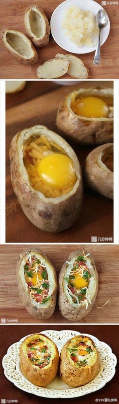 Idaho Sunrise (Baked Eggs & Bacon In Potato Bowls