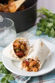 Indian Curried Cauliflower & Chickpea Burritos