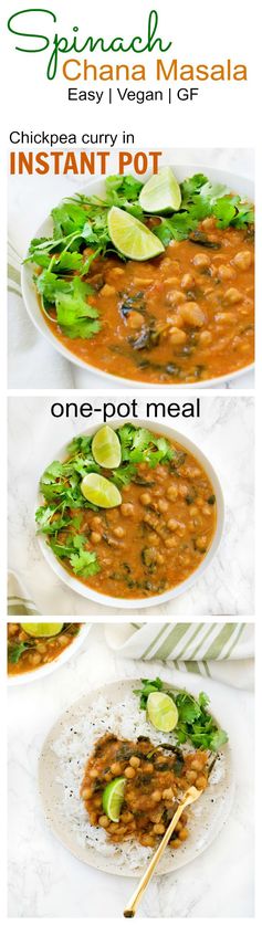 Instant Pot spinach chana masala - vegan & gluten-free