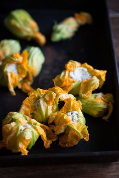 Jamie Olivers crispy zucchini flowers stuffed with spicy ricotta and mint