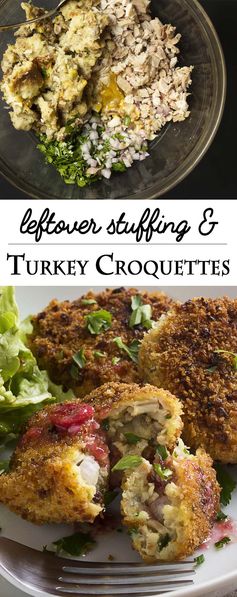 Leftover Turkey and Stuffing Croquettes