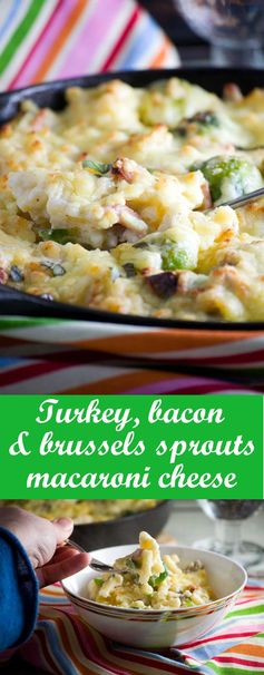 Leftover turkey, bacon and brussels sprouts macaroni cheese (Christmas macaroni!