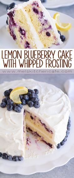 Lemon Blueberry Cake with Whipped Lemon Cream Cheese Frosting