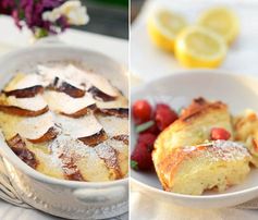 Lemon Brioche Baked French Toast with Minted Raspberries