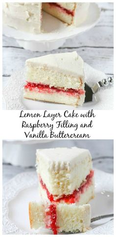 Lemon Layer Cake with Raspberry Filling and Vanilla Buttercream