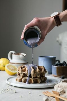 Lemon Poppy Seed Waffles + Blueberry Cashew Cream (Vegan + GF