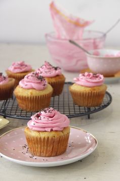 Lemon + Yoghurt Cupcakes with Beet Icing + Chia Sprinkles