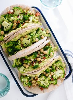 Lemony Broccoli, Chickpea & Avocado Pita Sandwiches