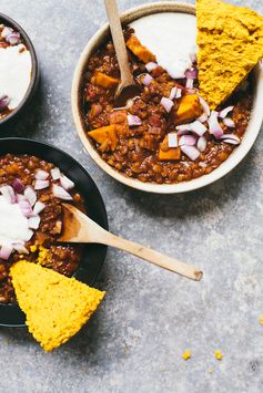 Lentil and Sweet Potato Vegetarian Chili