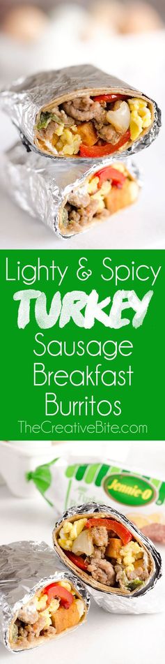 Light & Spicy Turkey Sausage Breakfast Burritos