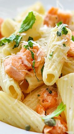 Light Lemon Garlic Pasta with Salmon