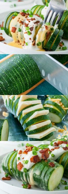 Loaded Hasselback Zucchini