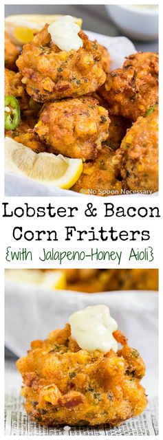 Lobster Corn Fritters (with Jalapeno-Honey Aioli