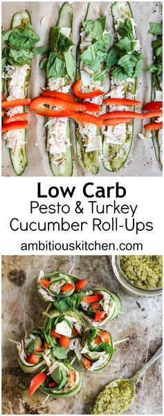 Low-Carb Pesto & Turkey Cucumber Roll-Ups