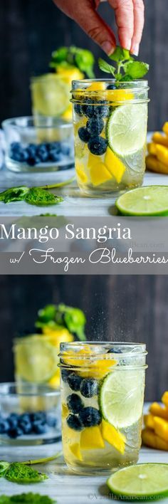 Mango Sangria with Frozen Blueberries