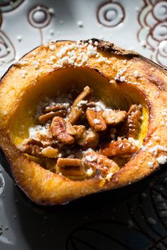 Maple Butter Roasted Acorn Squash with Pecans