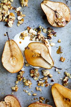 Maple Roasted Pears with Yogurt and Maple-Nut Clusters