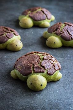 Matcha milk bread turtles