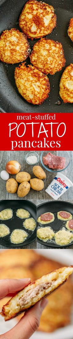 Meat Stuffed Potato Pancakes (Draniki