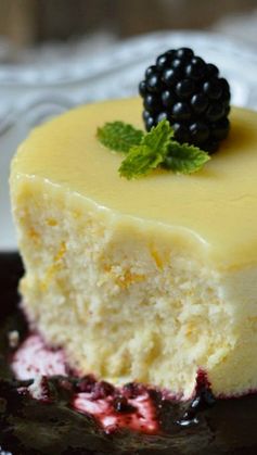 Meyer Lemon Pudding Cakes with Blackberry Sauce