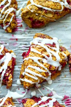 Mini Glazed Raspberry Eggnog Scones