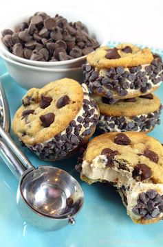 Mini Mocha Chocolate Chip Cookie Ice Cream Sandwich