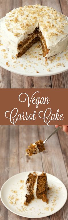 Moist Vegan Carrot Cake with Lemon Buttercream Frosting