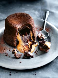 Molten Peanut Butter and Chocolate Fondant Cakes