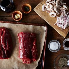 Mom's Garlic-Rubbed Roast Filet of Beef with Mushroom Sauce