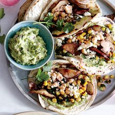 Mushroom and Charred Corn Tacos with Guacamole