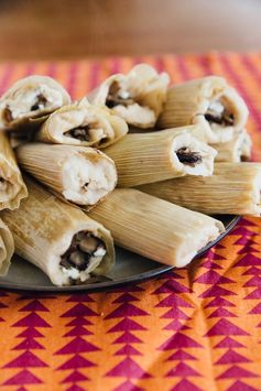 Mushroom and Goat Cheese Tamales with Mole Verde