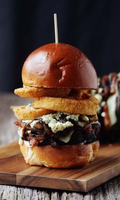 Mushroom, Blue Cheese, and Caramelized Onion Burger