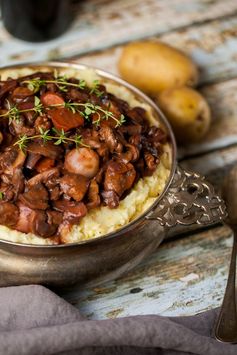 Mushroom Walnut Bourguignon with Cauliflower Mash (Vegan + GF