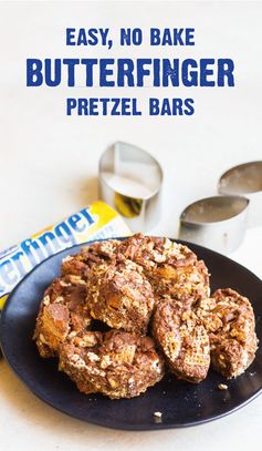 No bake butterfinger bites pretzel bars