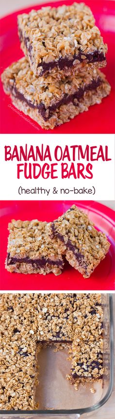 No-Bake Chocolate Banana Oatmeal Fudge Bars