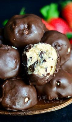 (No Bake Chocolate Covered Peanut Butter Cheesecake Bites