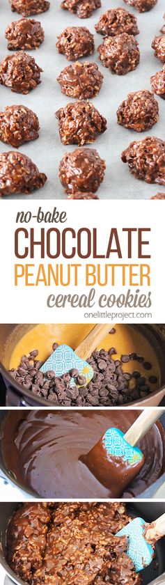 No-Bake Chocolate Peanut Butter Cereal Cookies