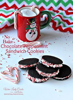 No Bake Chocolate Peppermint Sandwich Cookies