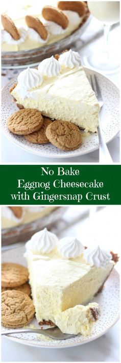 No Bake Eggnog Cheesecake with Gingersnap Crust