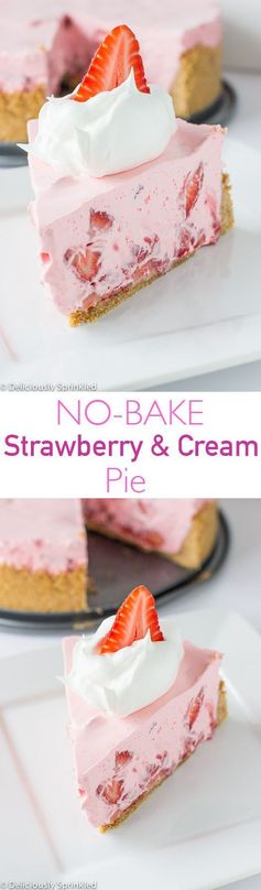 No-Bake Strawberry & Cream Pie