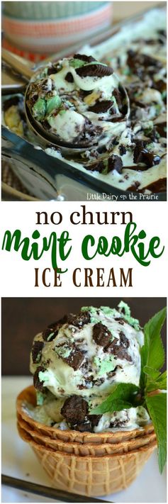 No Churn Mint Cookie Ice Cream