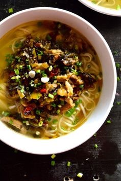 Noodle Soup with Pork and Pickled Greens