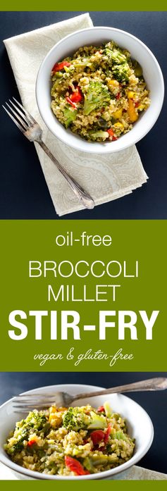 Oil-Free Broccoli Millet Stir-Fry