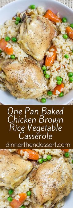 One Pan Baked Chicken & Brown Rice Vegetable Casserole