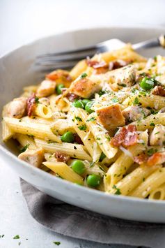 One Pan Chicken Carbonara Penne Pasta