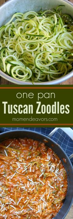 One Pan Tuscan Zucchini Noodle Skillet